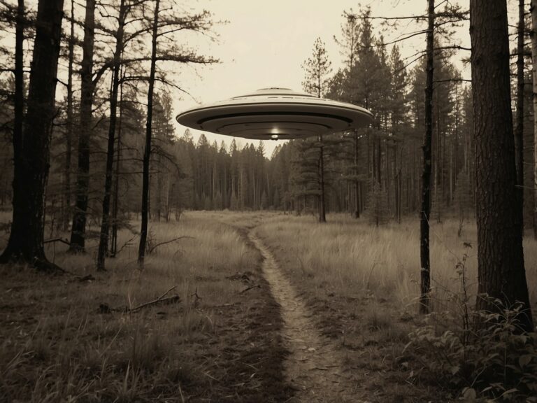 AI photography of a UFO in the woods