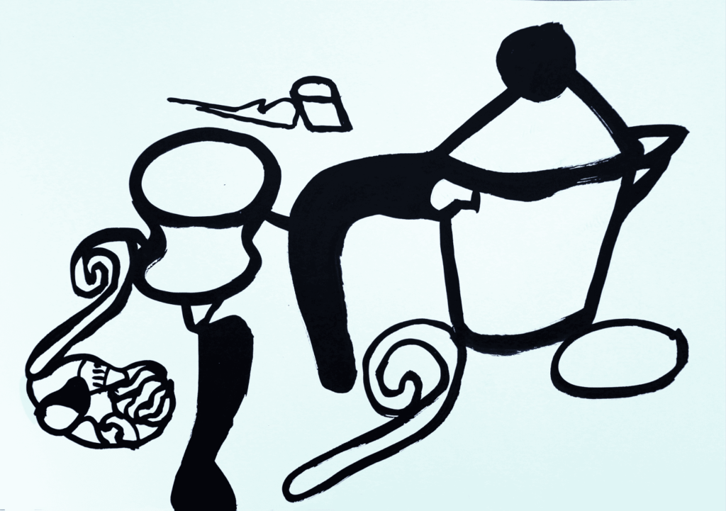 Ink drawing AI art by Damian and Petr