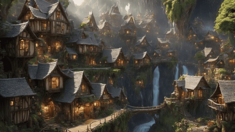 A cute village location for Myth Maker AI, made with Leonardo