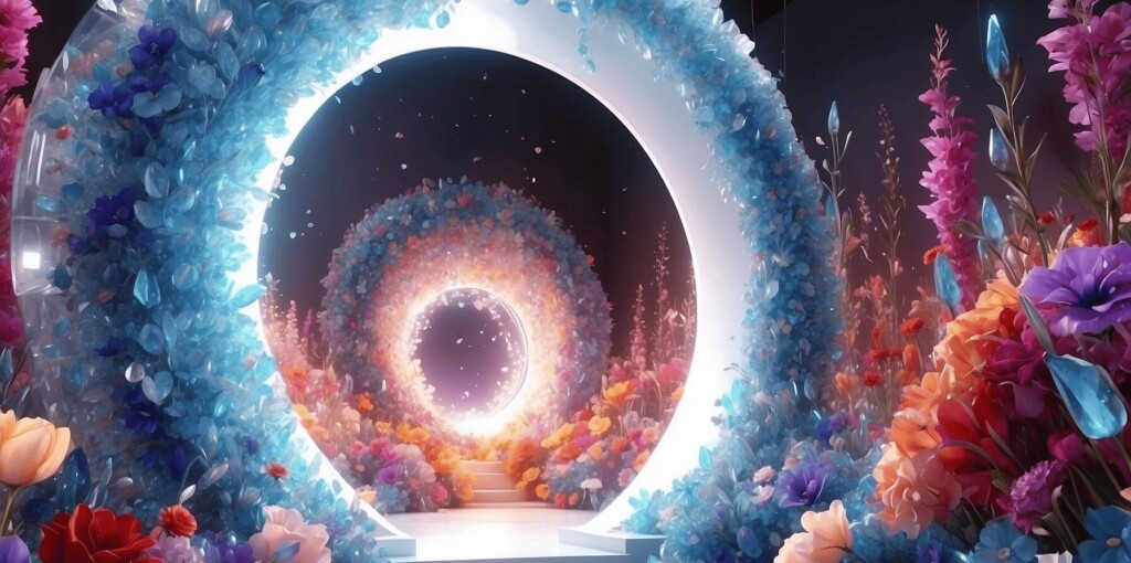 AI generated tunnel made of crystal, made with Glowstick and Leonardo