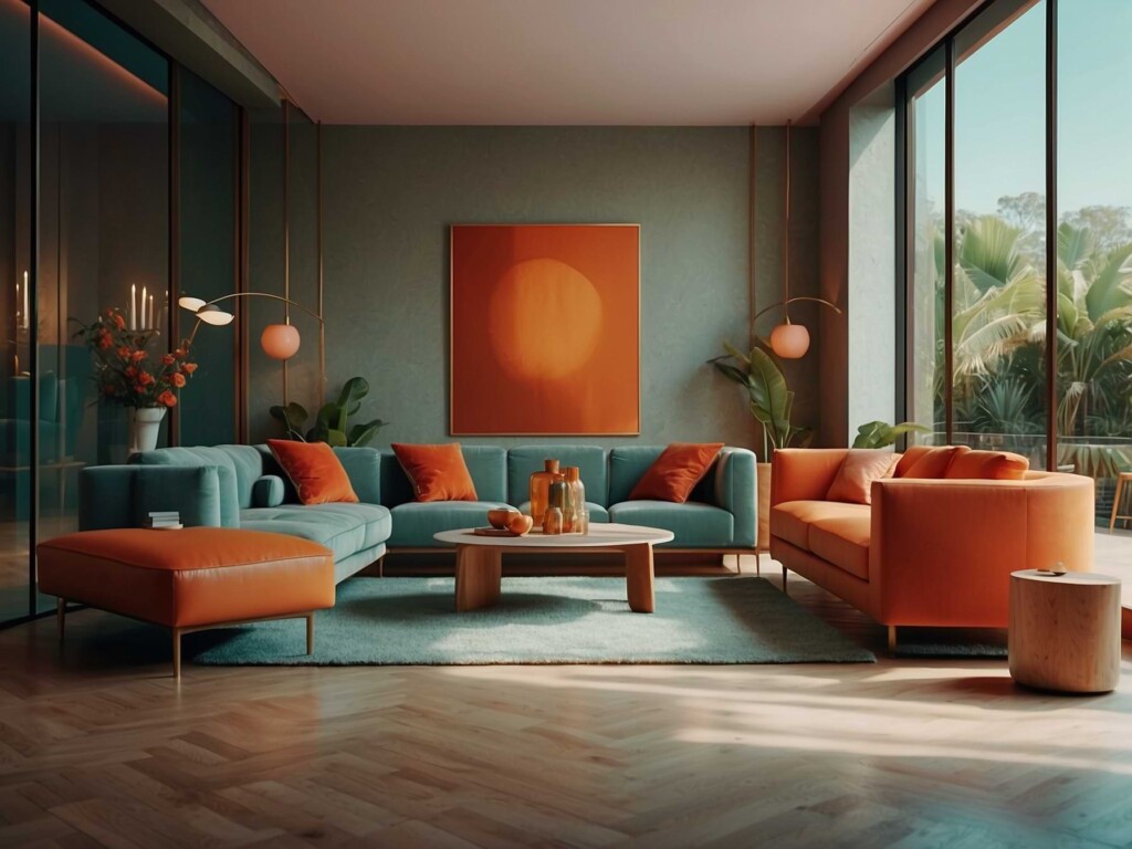 Simplistic ai interior design, a harmonious blend of unconventional hues 
