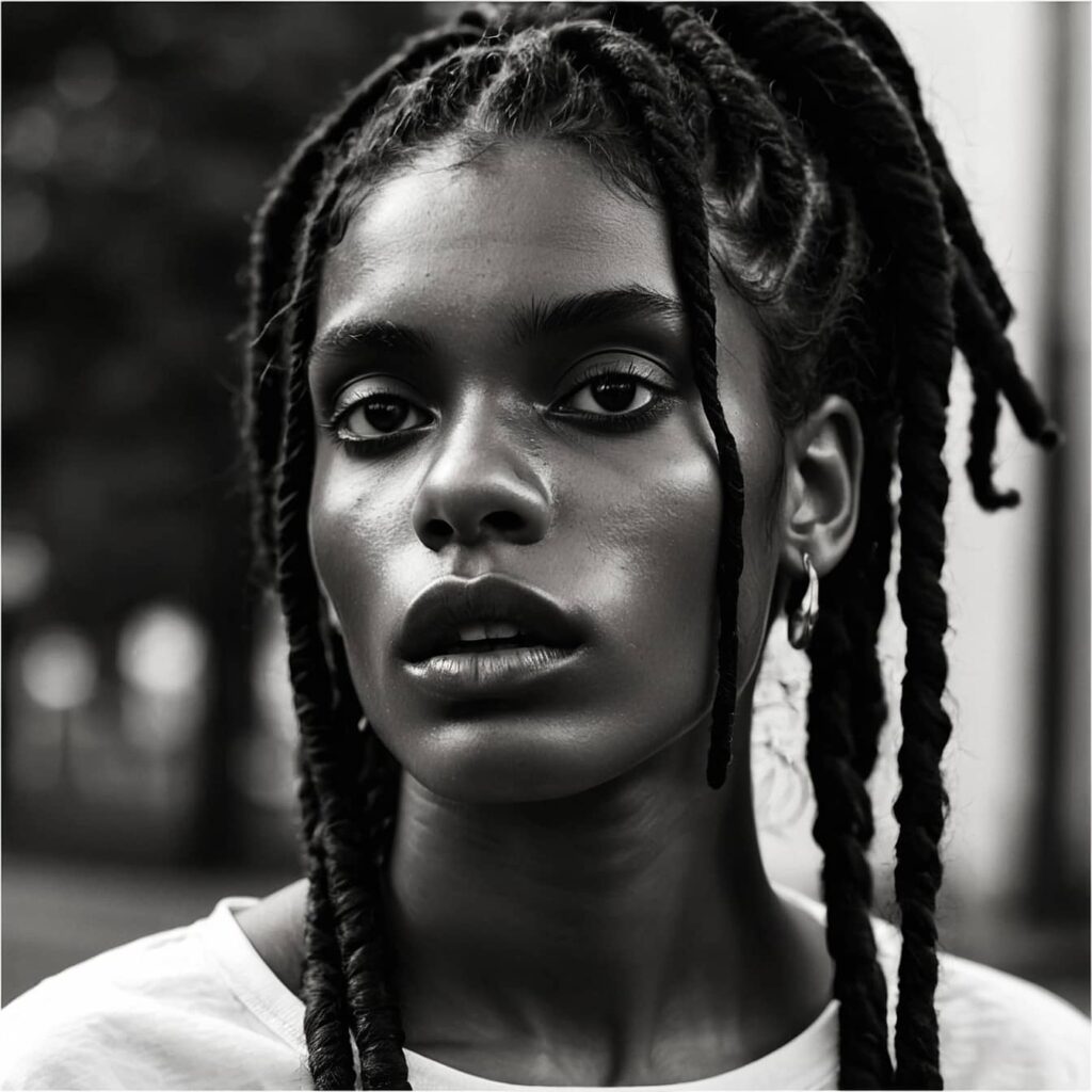  A strikingly captivating trendy black teenage woman