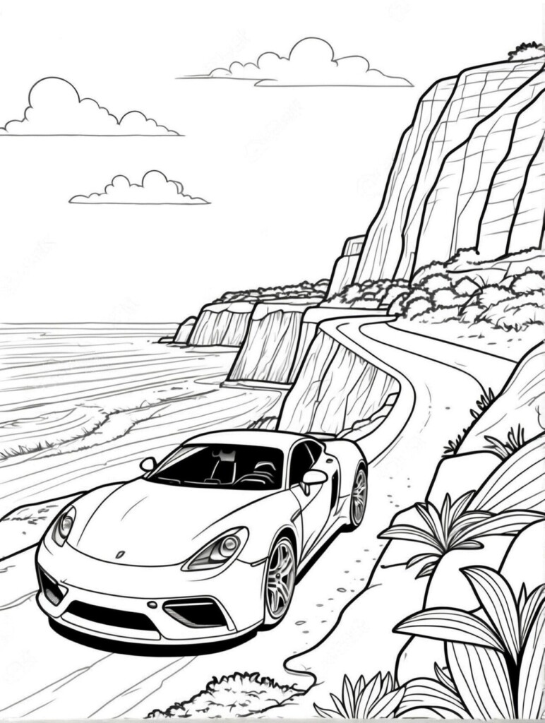 Simple image of a car for coloring books