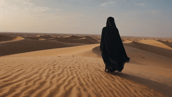 Woman in desert motion animation