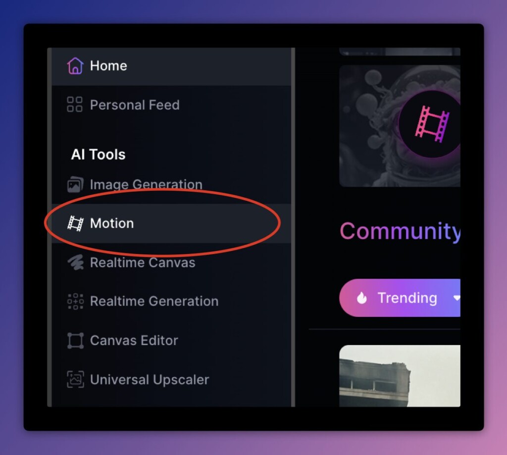 Motion option