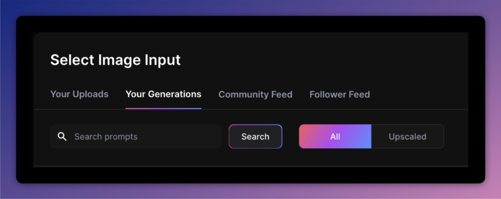 "Your generations" tab in motion