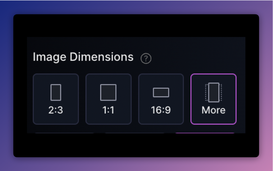 Image dimensions image, with the option "other" selected.