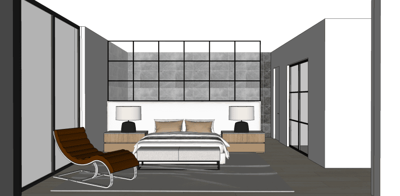 3D render of a bedroom by Fyfe Boyce interior design studio
