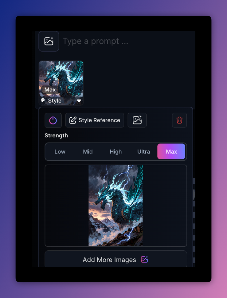 Style reference feature, set to max.